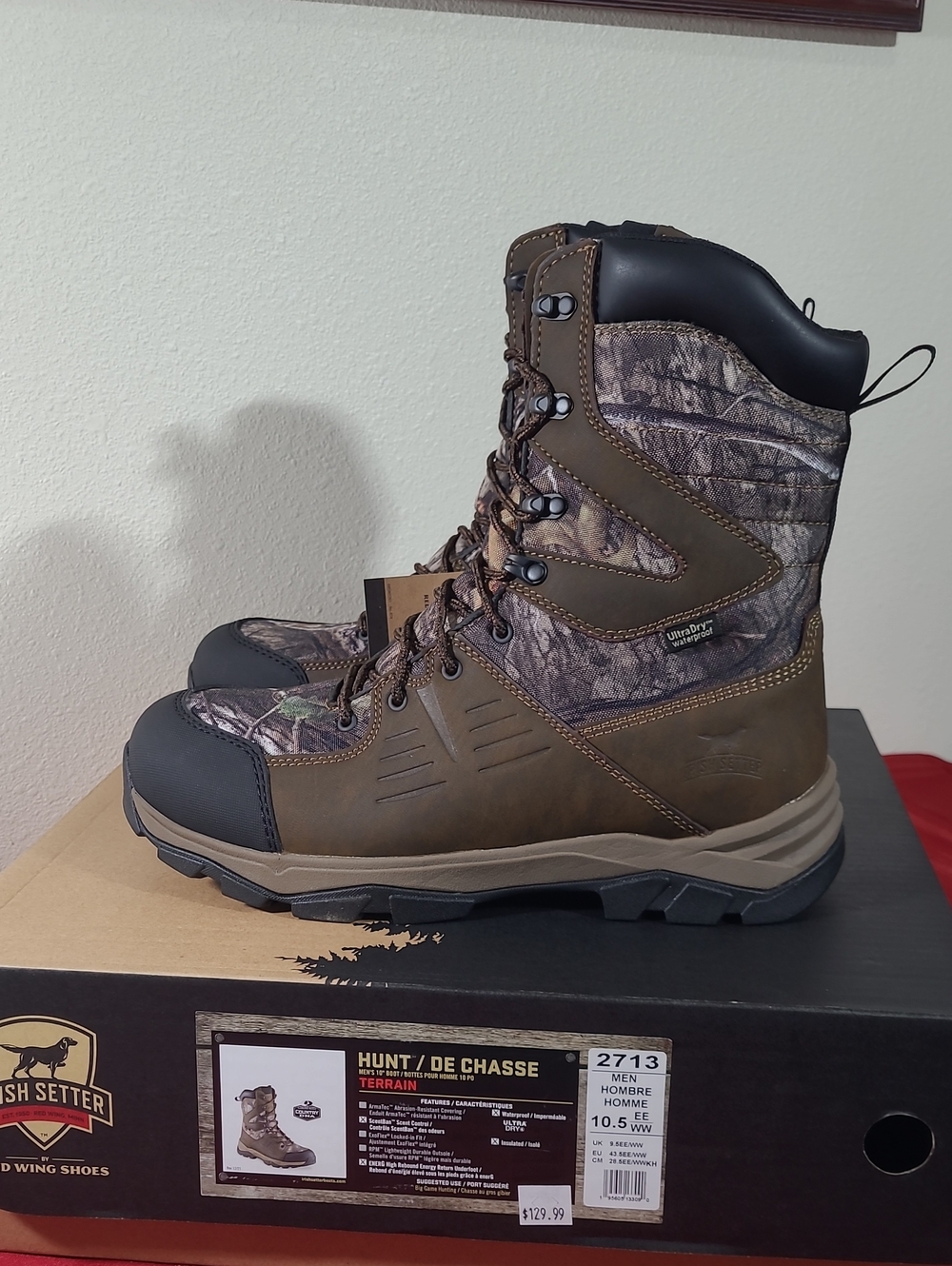Irish Setter Terrain Mossy Oak Realtree Brown Camo Hunting Boots